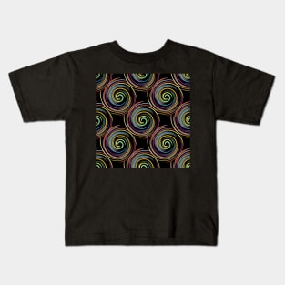 Repeating Spiral Pattern on Black Background Kids T-Shirt